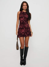 Vivre Mini Dress Burgundy Paisley Tall