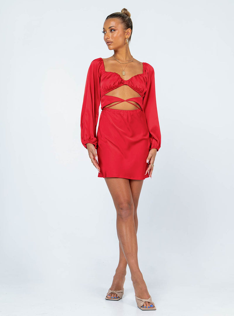 Nakita Long Sleeve Mini Dress Red