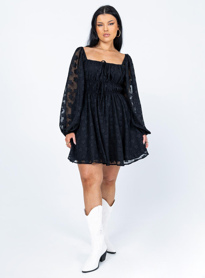 Alisha Long Sleeve Mini Dress Black