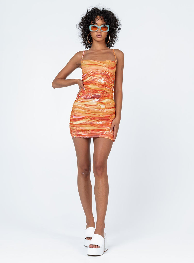 Harlan Mini Dress Orange Multi