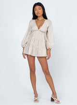 Ainslie Long Sleeve Mini Dress Beige