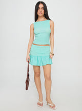 Rosamarie Shirred Top Aqua