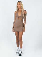 Shiloh Halter Mini Dress Brown