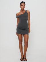 True Desires One Shoulder Mini Dress Grey