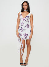 Varney Frill Mini Dress White / Purple Floral