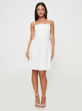 At Last Lace Mini Dress White