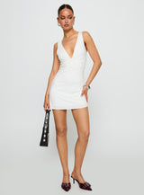 Frederica Plunge Mini Dress White