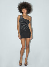 Motel Mandan Dress Crepe Black Hotfix Diamante
