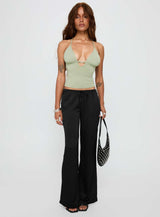 Norwalk Plunge Neck Top Sage