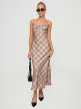 Wallin Maxi Dress Brown Check