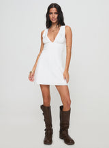 Abagail Embroidered Mini Dress White