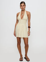 Alivea Shirred Mini Dress Cream