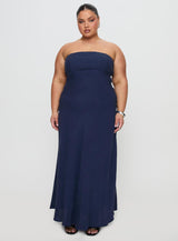 Yahir Strapless Maxi Dress Navy Curve