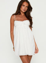 Marliene Broiderie Mini Dress White