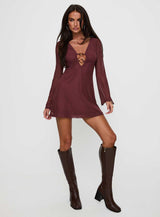 Artique Long Sleeve Mini Dress Brown