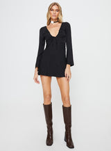 Bareena Long Sleeve Mini Dress Black