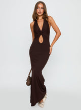 No Hard Feelings Twist Maxi Dress Brown