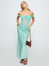 Only Exception Off The Shoulder Maxi Dress Aqua