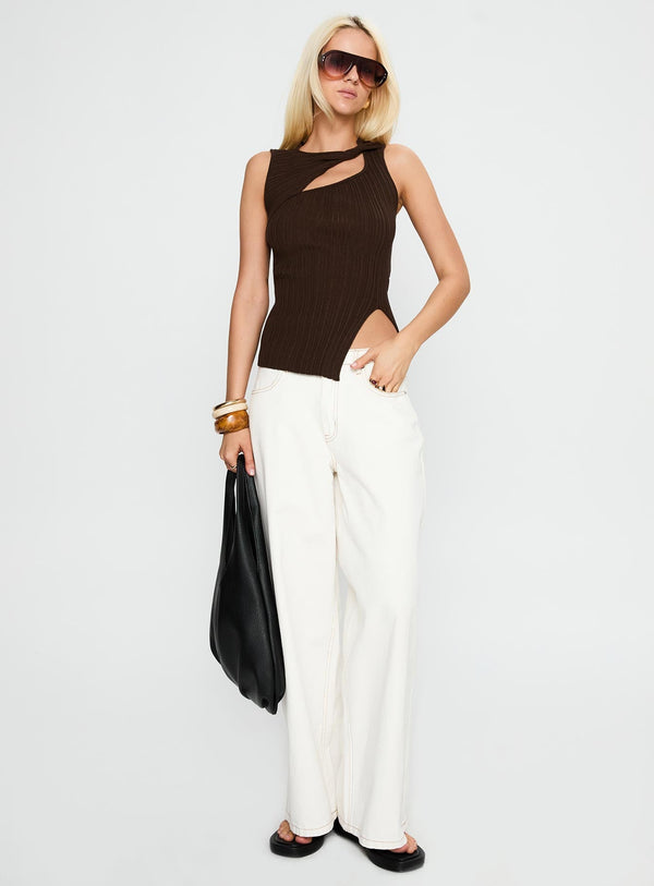 Cash Out Twist Detail Top Chocolate
