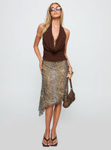 Treat You Better Plunge Hardware Detail Top Chocolate