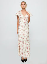 Miraselle Maxi Dress Cream Floral