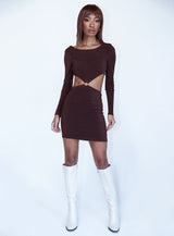 Henley Mini Dress Brown