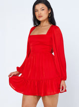 Tropez Long Sleeve Mini Dress Red