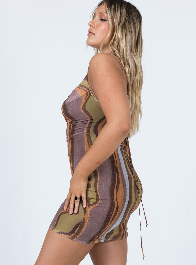 Motel Bexley Dress Earthy Gradient Brown