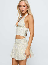 Away We Go Halter Set Yellow Floral
