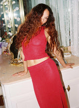 Hugs & Kisses Knit Maxi Skirt Red
