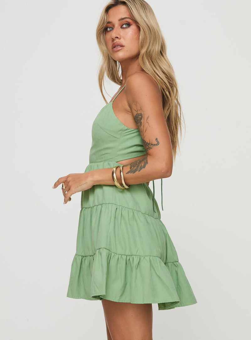 Summer Break Mini Dress Sage