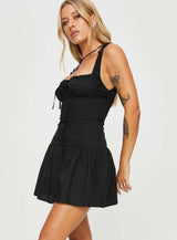 Heart Shaped Mini Dress Black