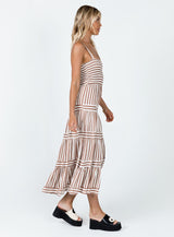 Caleb Maxi Dress Brown / White