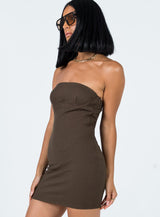 Becca Strapless Mini Dress Brown