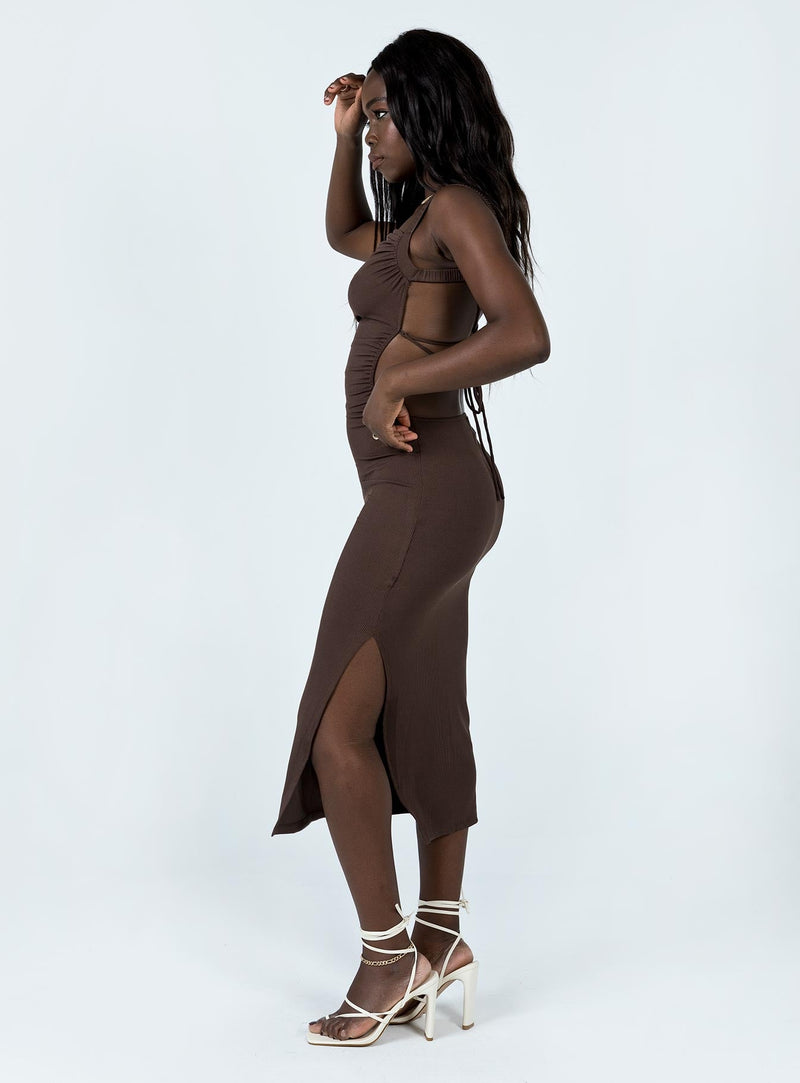 Lainey Midi Dress Brown