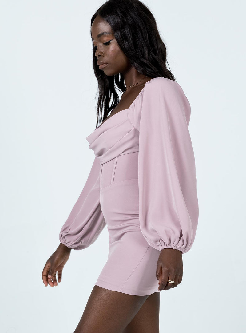 Lillie Long Sleeve Mini Dress Pink
