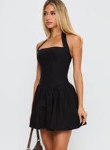 Starwoman Halter Mini Dress Black