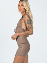 Shiloh Halter Mini Dress Brown