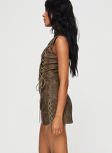Ceejay Faux Leather Mini Skirt Brown
