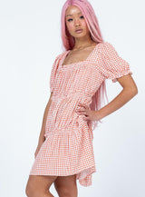 Lux Mini Dress Orange Gingham