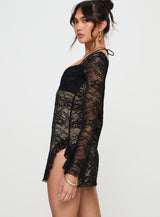 Aubriella Lace Mini Dress Black