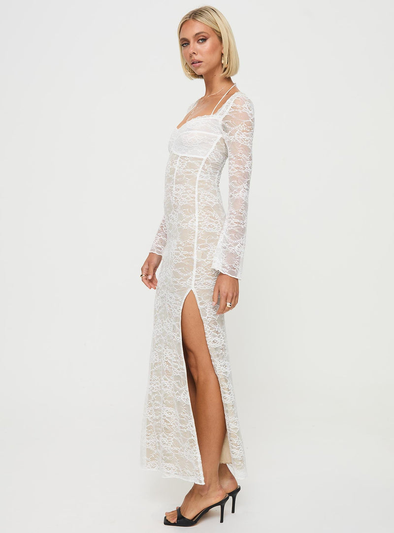 Aubriella Lace Maxi Dress Cream