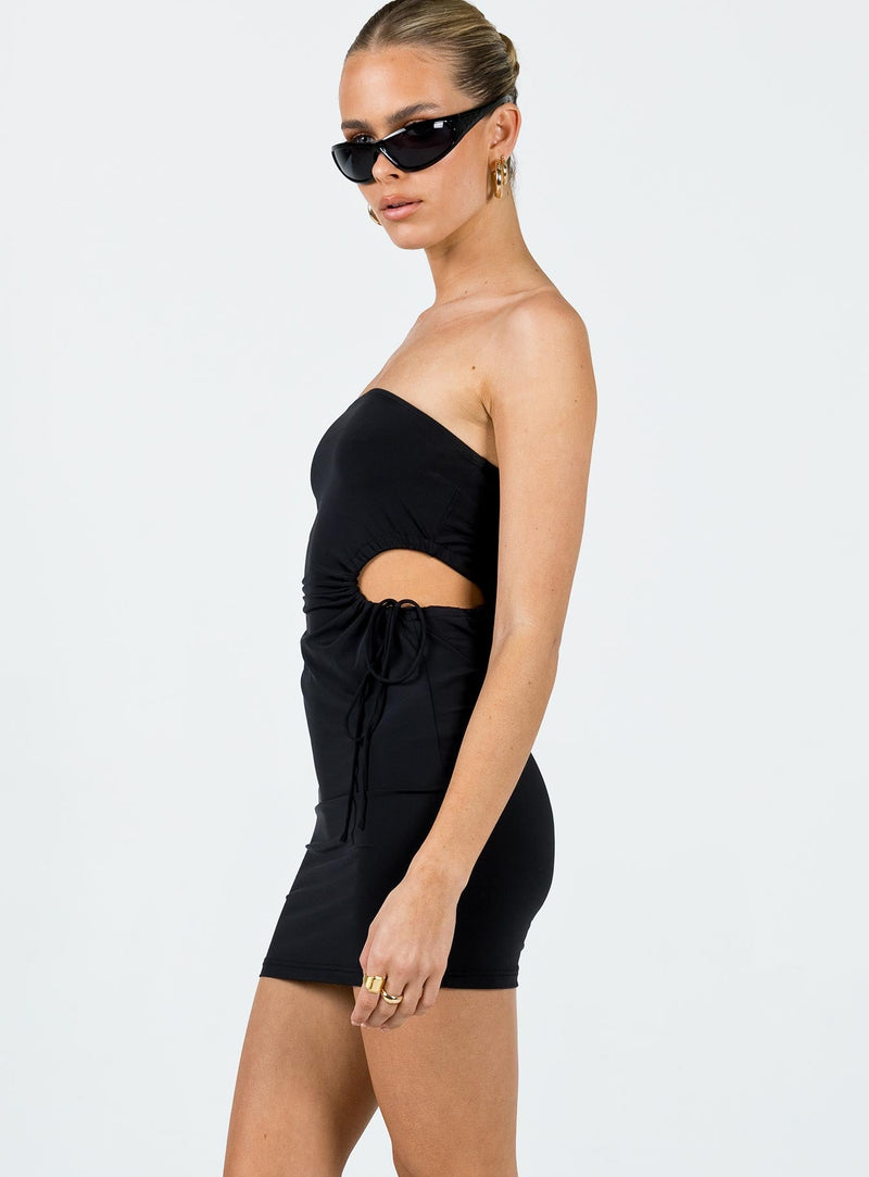 Ashten Eco Nylon Strapless Mini Dress Black