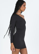 Tomer One Shoulder Mini Dress Black