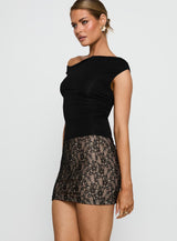Romani Lace Mini Skirt Black