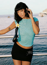 Crystal Clear Mesh Top Aqua