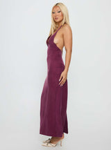 True Companion Halter Maxi Dress Berry