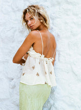Cinnamon Embroidered Top Cream