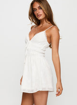 Stick Around Ruched Mini Dress White