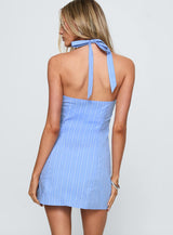 Eyre Halter Mini Dress Blue Stripe